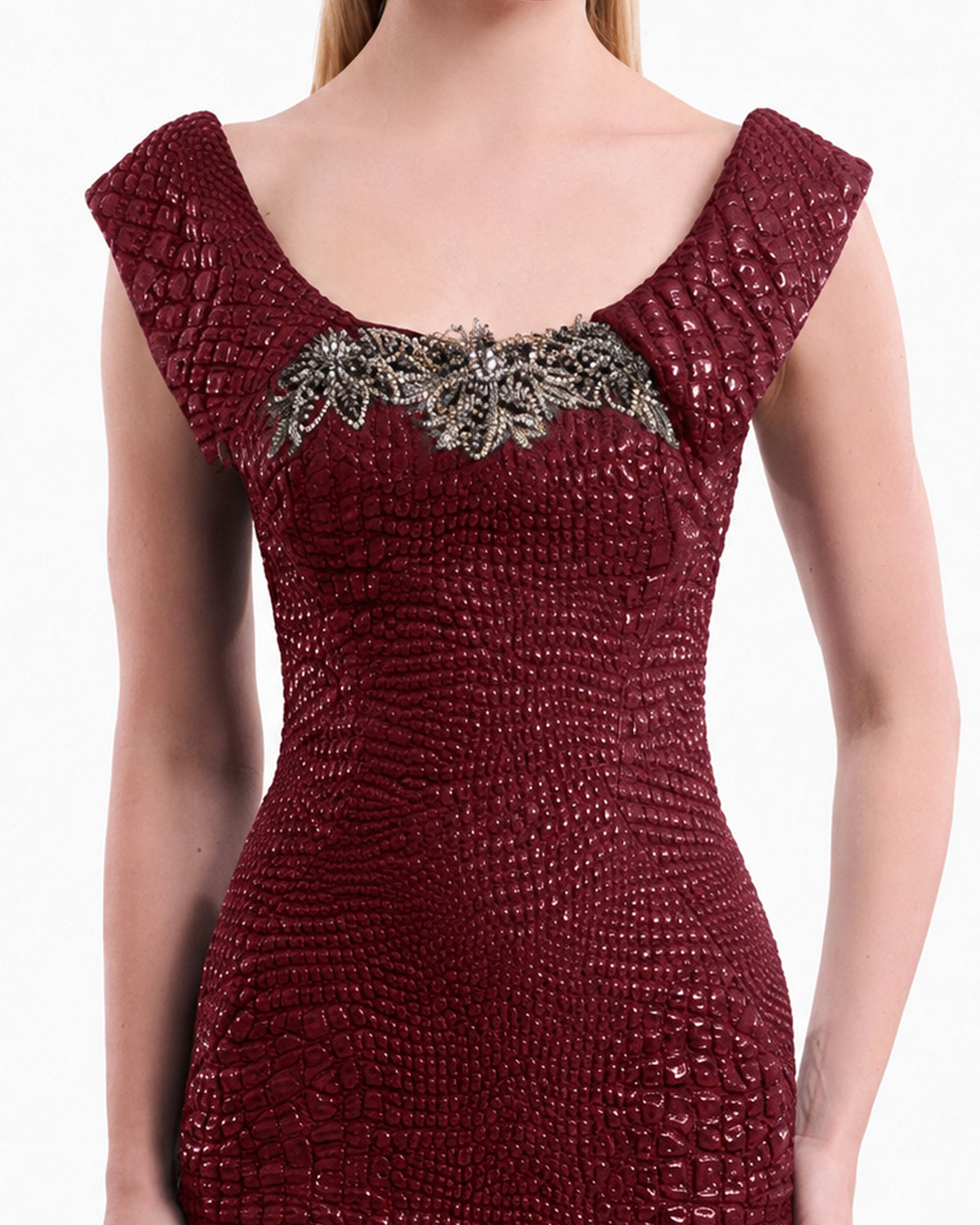 Mermaid Textured Embellished Dress