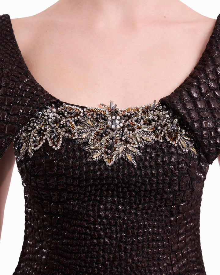 Mermaid Textured Embellished Dress