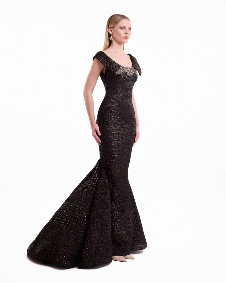 Mermaid Textured Embellished Dress