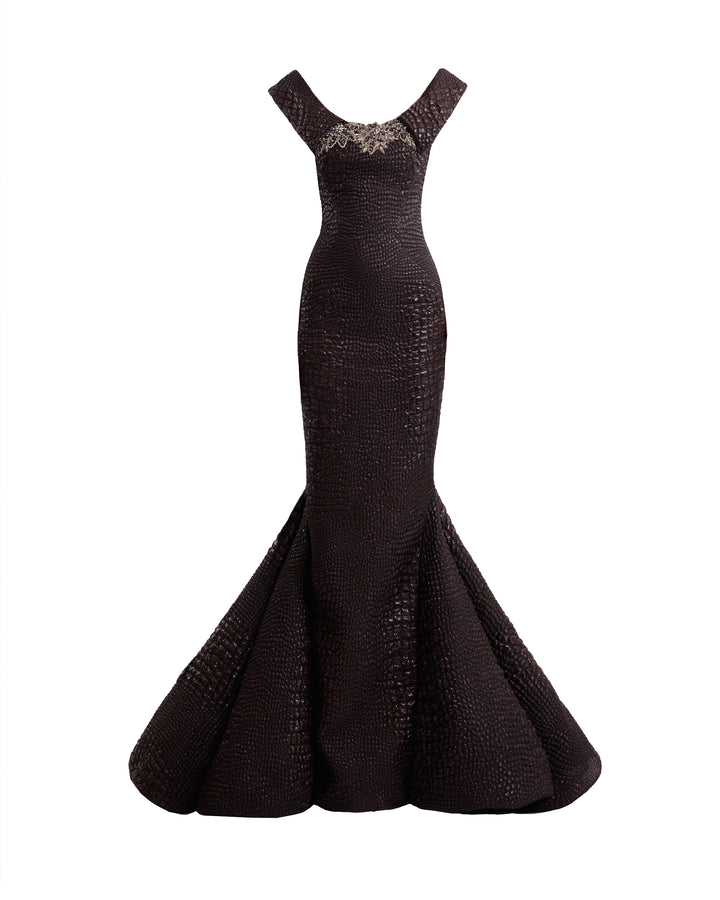 Mermaid Textured Embellished Dress