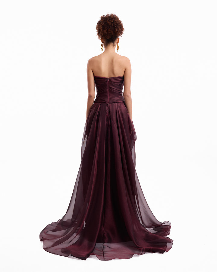 Strapless Draped Dress with Bolero