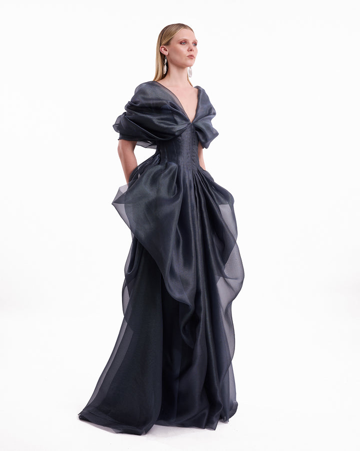 Draped V-Neck Corset Dress