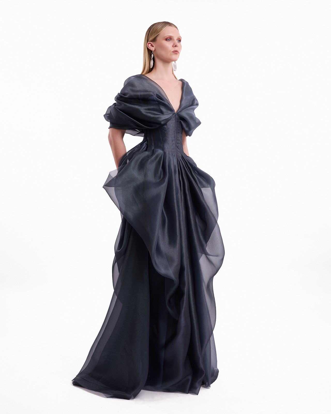 Draped V-Neck Corset Dress
