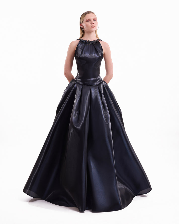 Halter Neck Embellished Dress with Wrap