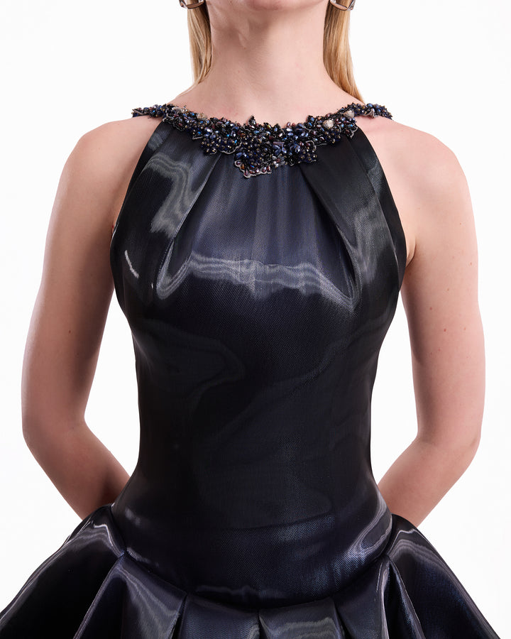 Halter Neck Embellished Dress with Wrap