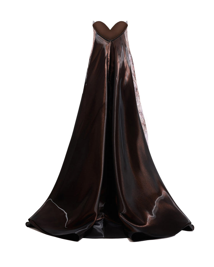 Strapless Sculpted Neck Printed Dress