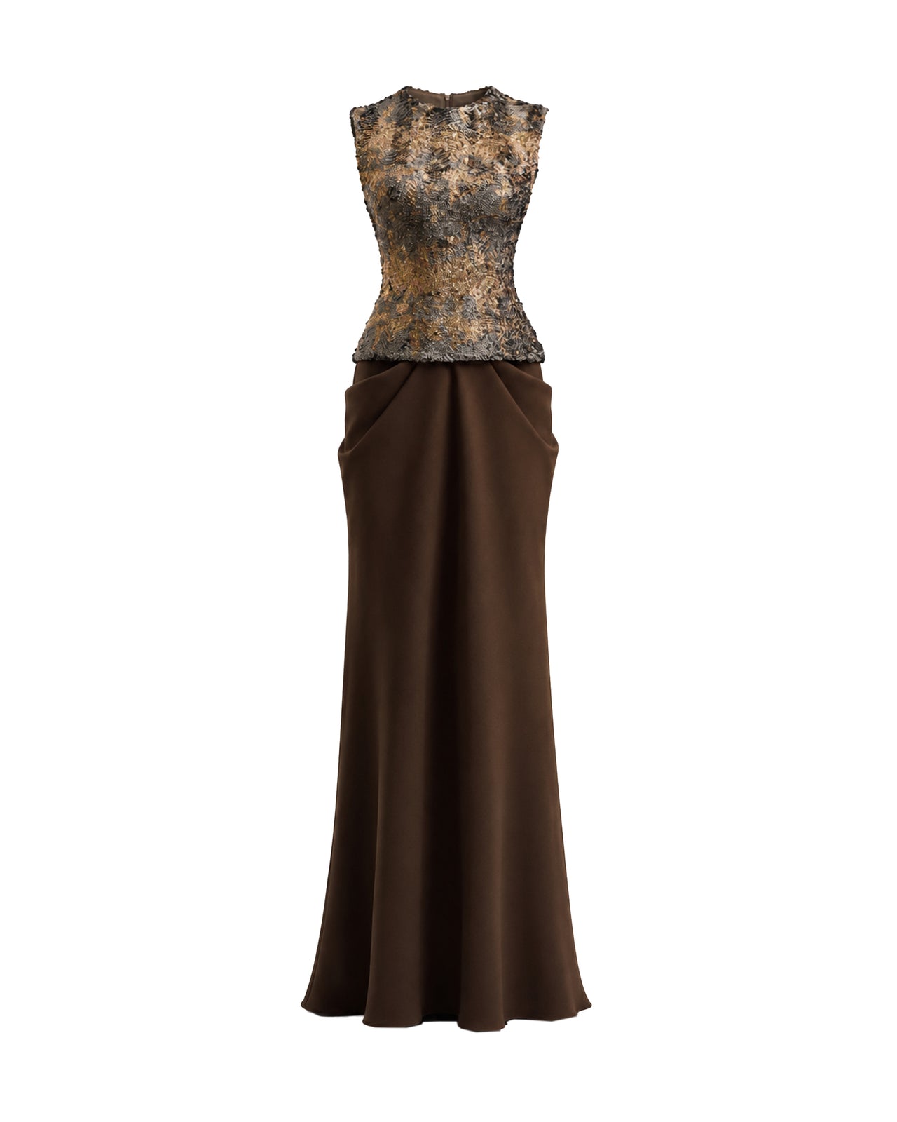 Textured Bodice Draped Dress