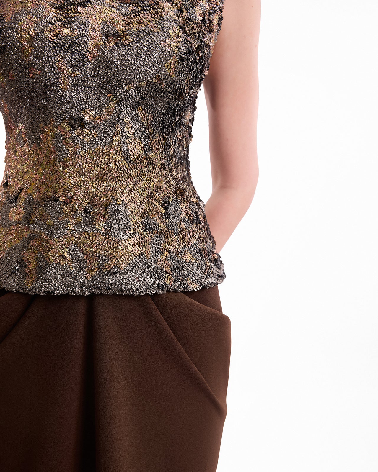 Textured Bodice Draped Dress