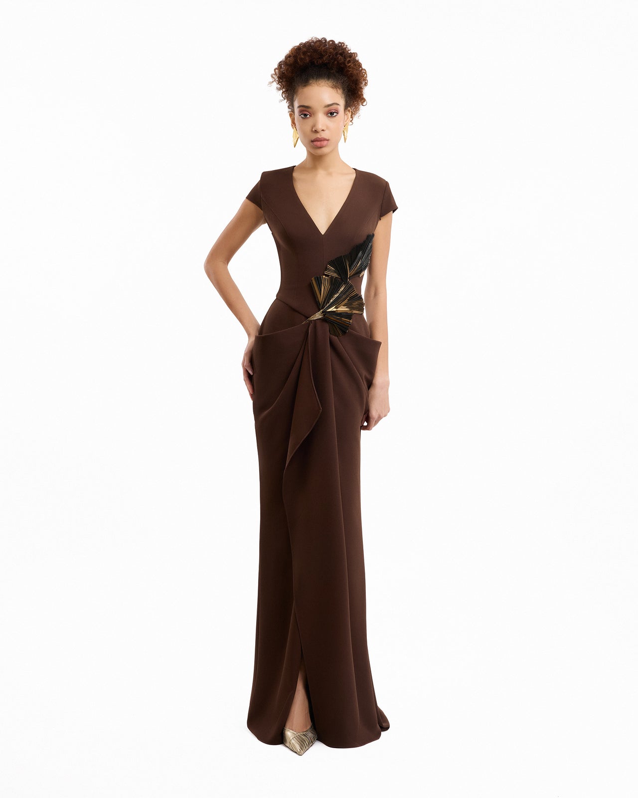 V-Neck Embellished Dress