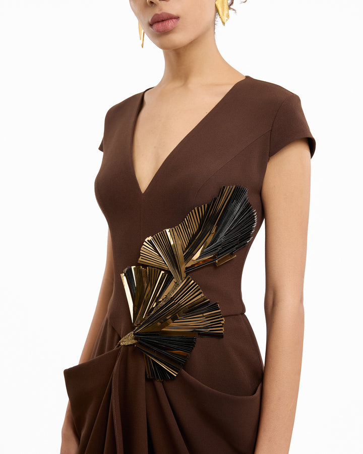 V-Neck Embellished Dress