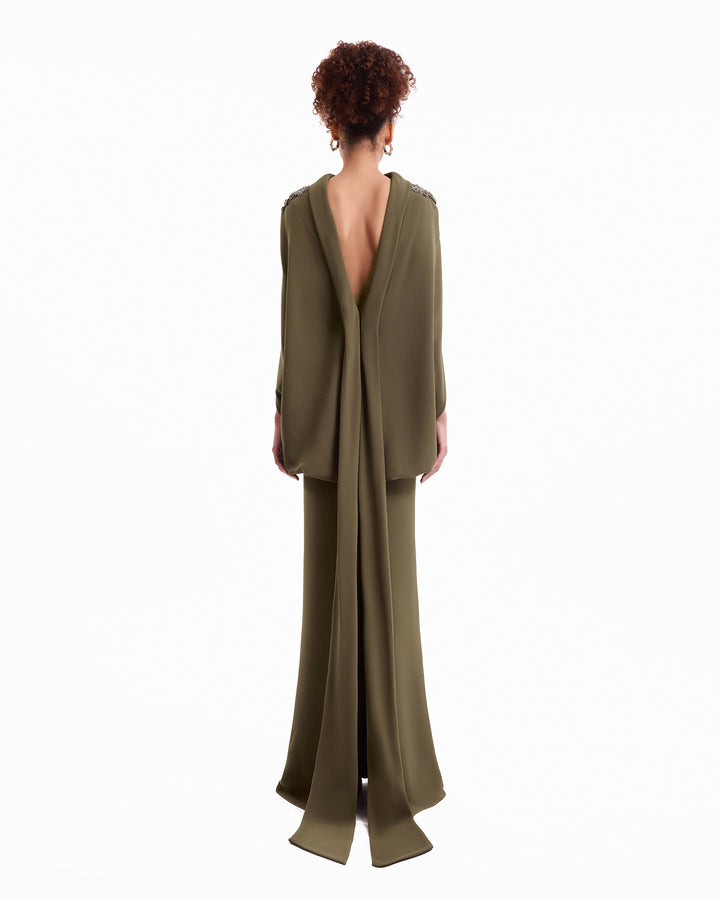 Beaded High-Neck Dress