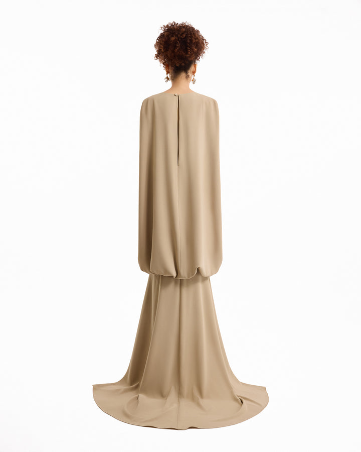 Feather Beaded Crepe Dress