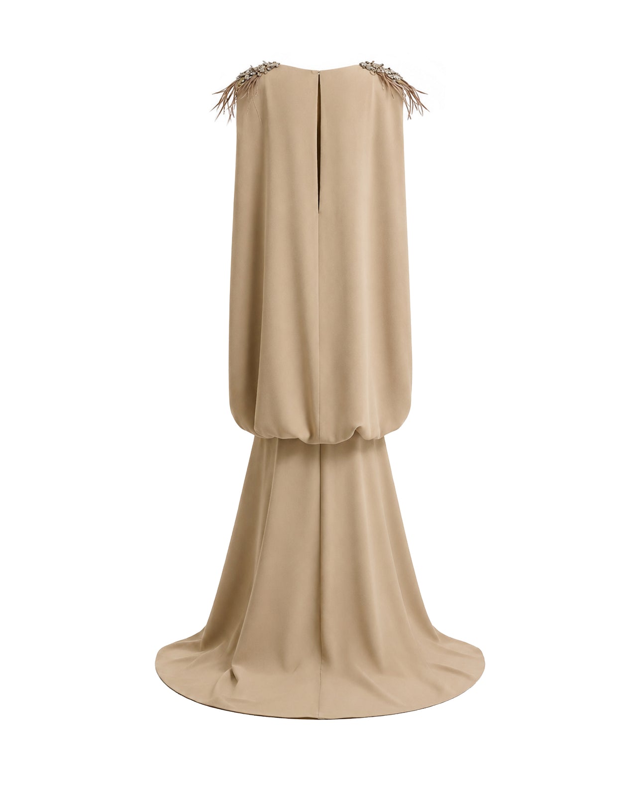Feather Beaded Crepe Dress