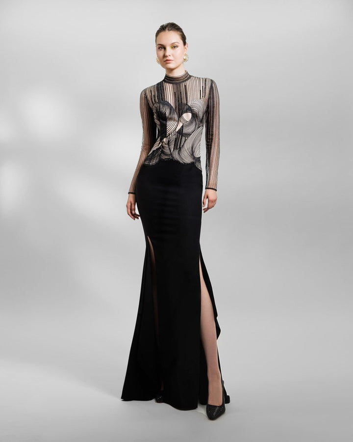 Long Sleeves Slim Cut Dress - Gemy Maalouf