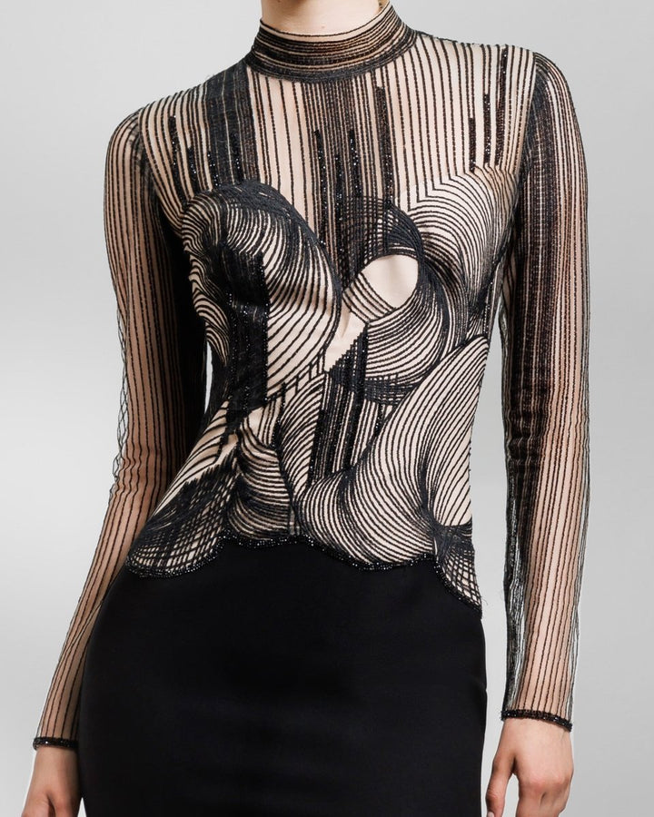 Long Sleeves Slim Cut Dress - Gemy Maalouf