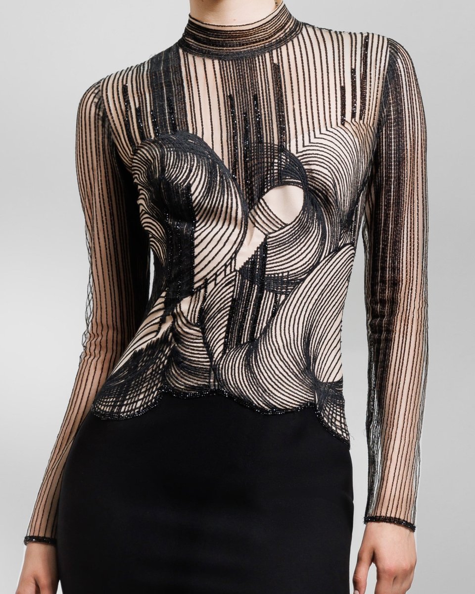 Long Sleeves Slim Cut Dress - Gemy Maalouf