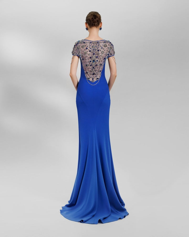 Royal Blue Sweetheart Neckline Slim - Cut Dress - Gemy Maalouf