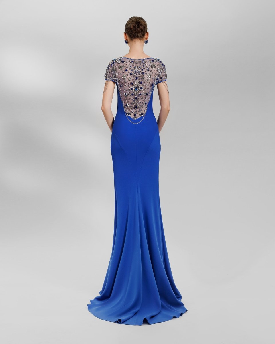 Royal Blue Sweetheart Neckline Slim - Cut Dress - Gemy Maalouf