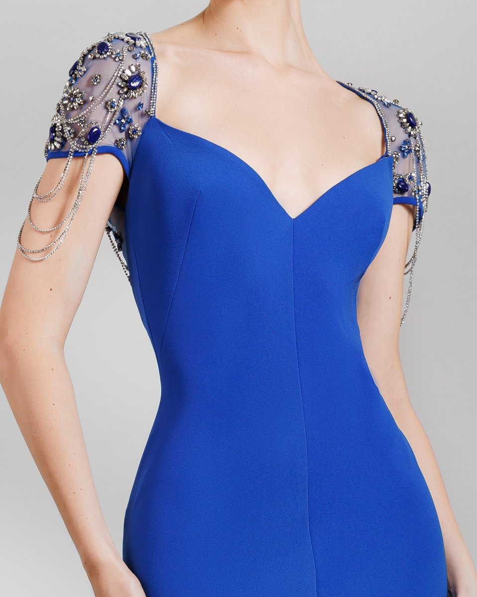Royal Blue Sweetheart Neckline Slim - Cut Dress - Gemy Maalouf
