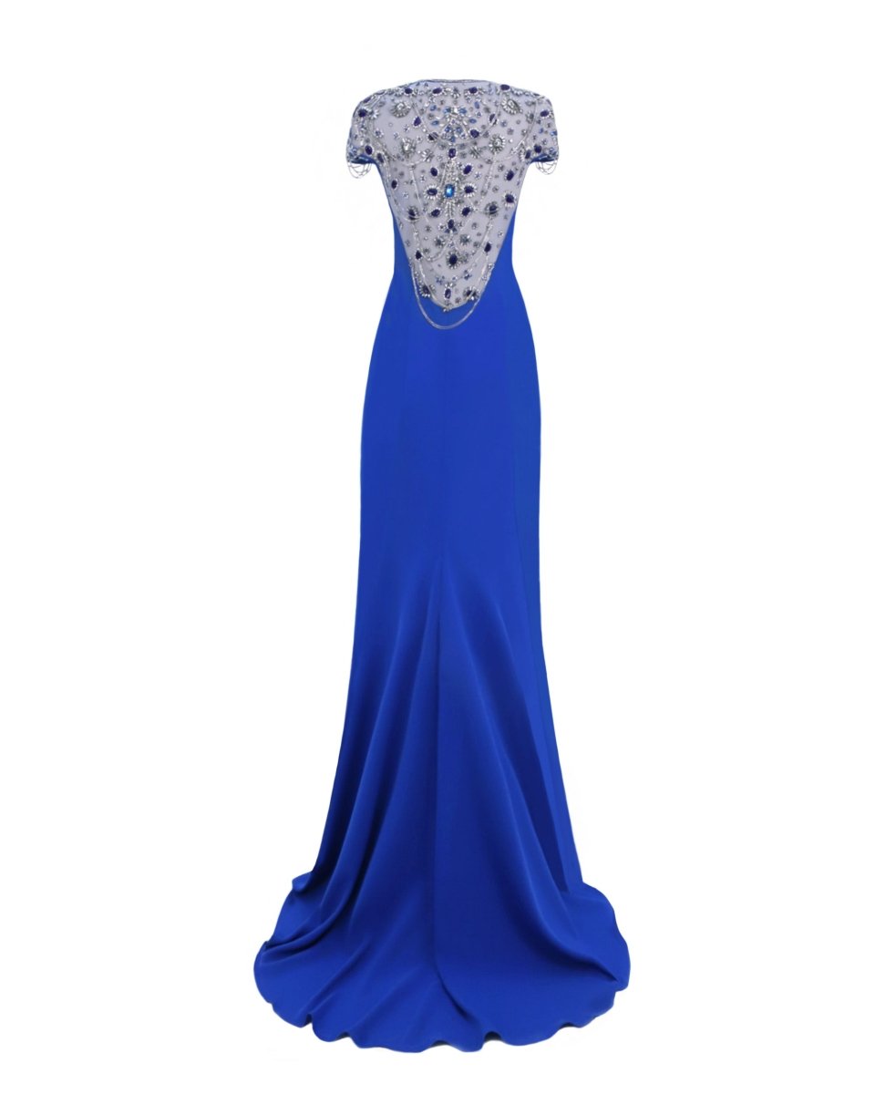 Royal Blue Sweetheart Neckline Slim - Cut Dress - Gemy Maalouf