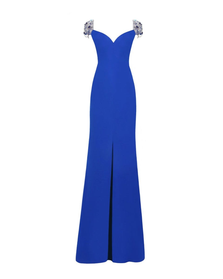 Royal Blue Sweetheart Neckline Slim - Cut Dress - Gemy Maalouf