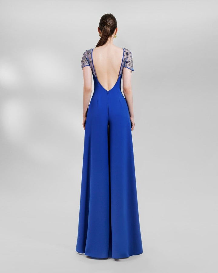 Royal Blue Wide Legs Jumpsuit - Gemy Maalouf