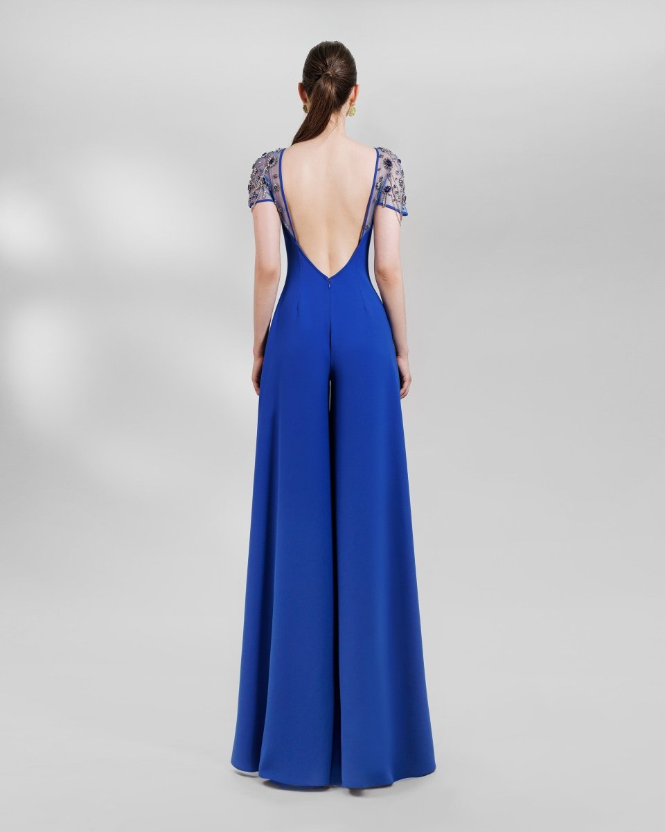 Royal Blue Wide Legs Jumpsuit - Gemy Maalouf