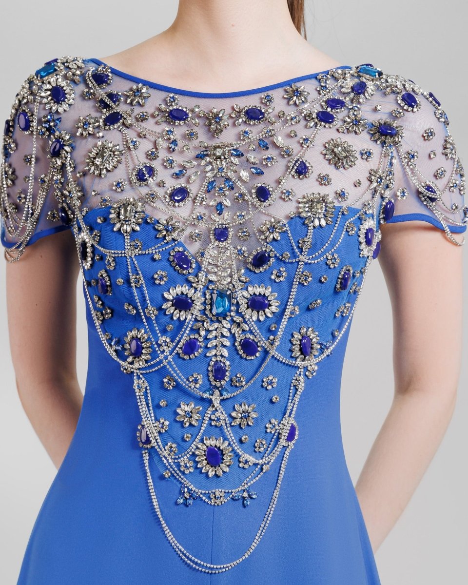 Royal Blue Wide Legs Jumpsuit - Gemy Maalouf