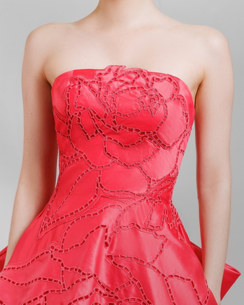 Laser Cut Strapless Dress - Gemy Maalouf