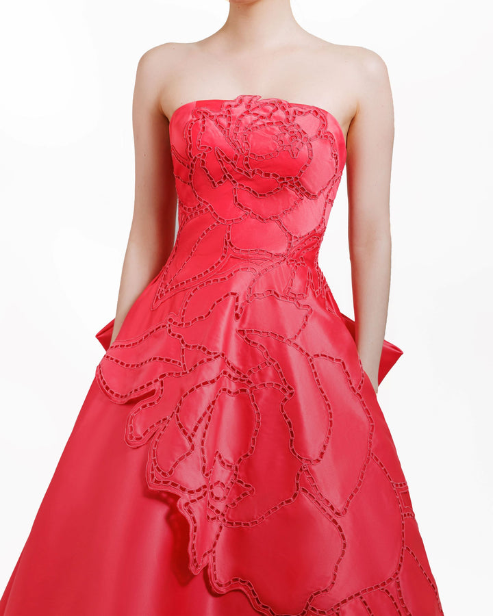 Laser Cut Strapless Dress