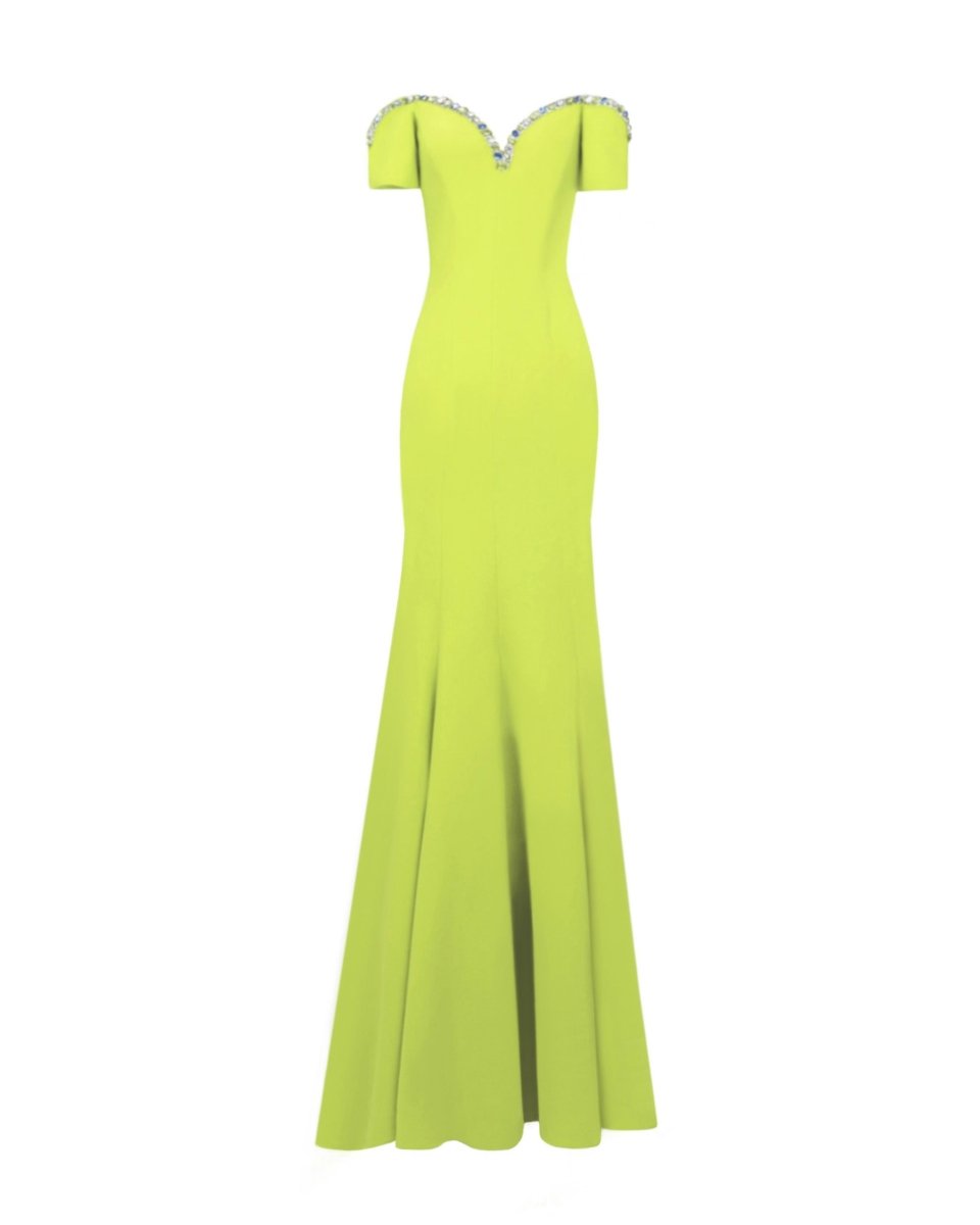 Sweetheart Beaded Neckline Dress - Gemy Maalouf