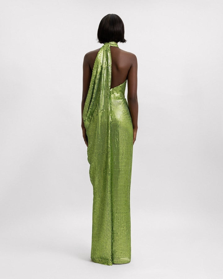 Draped Halter Neckline Dress - Gemy Maalouf