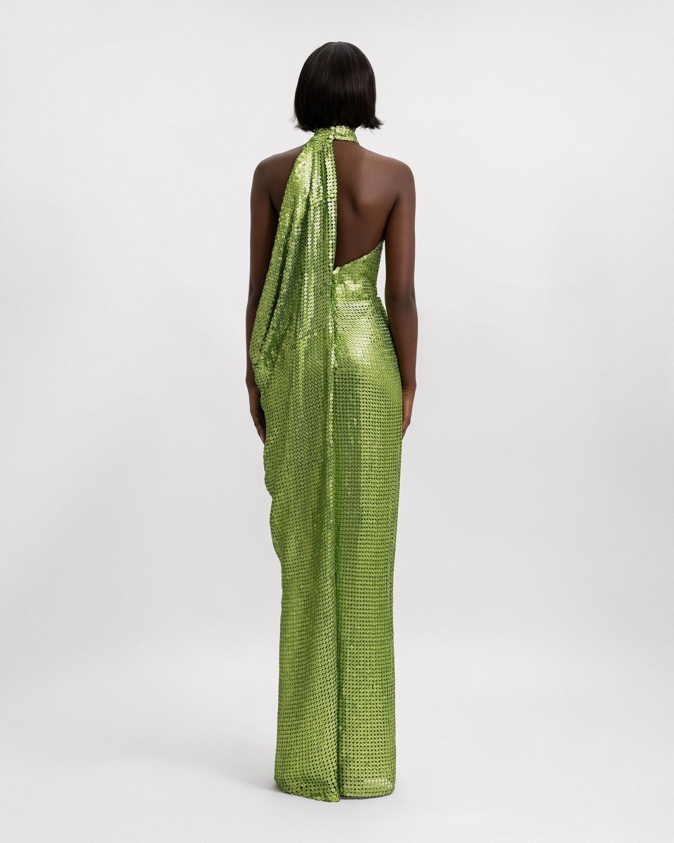 Draped Halter Neckline Dress - Gemy Maalouf