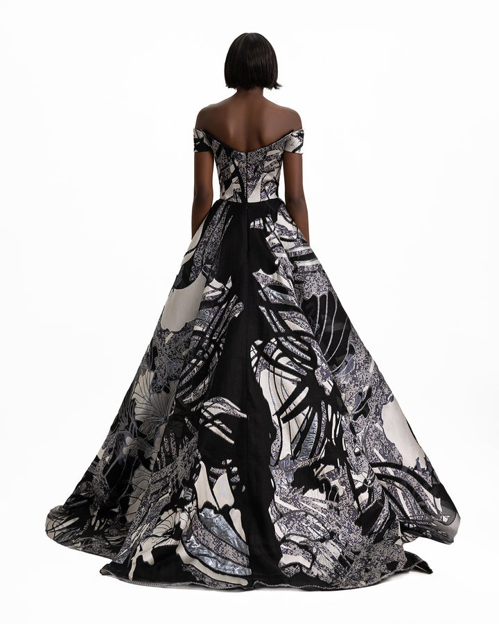 Wide Draped Skirt Gown