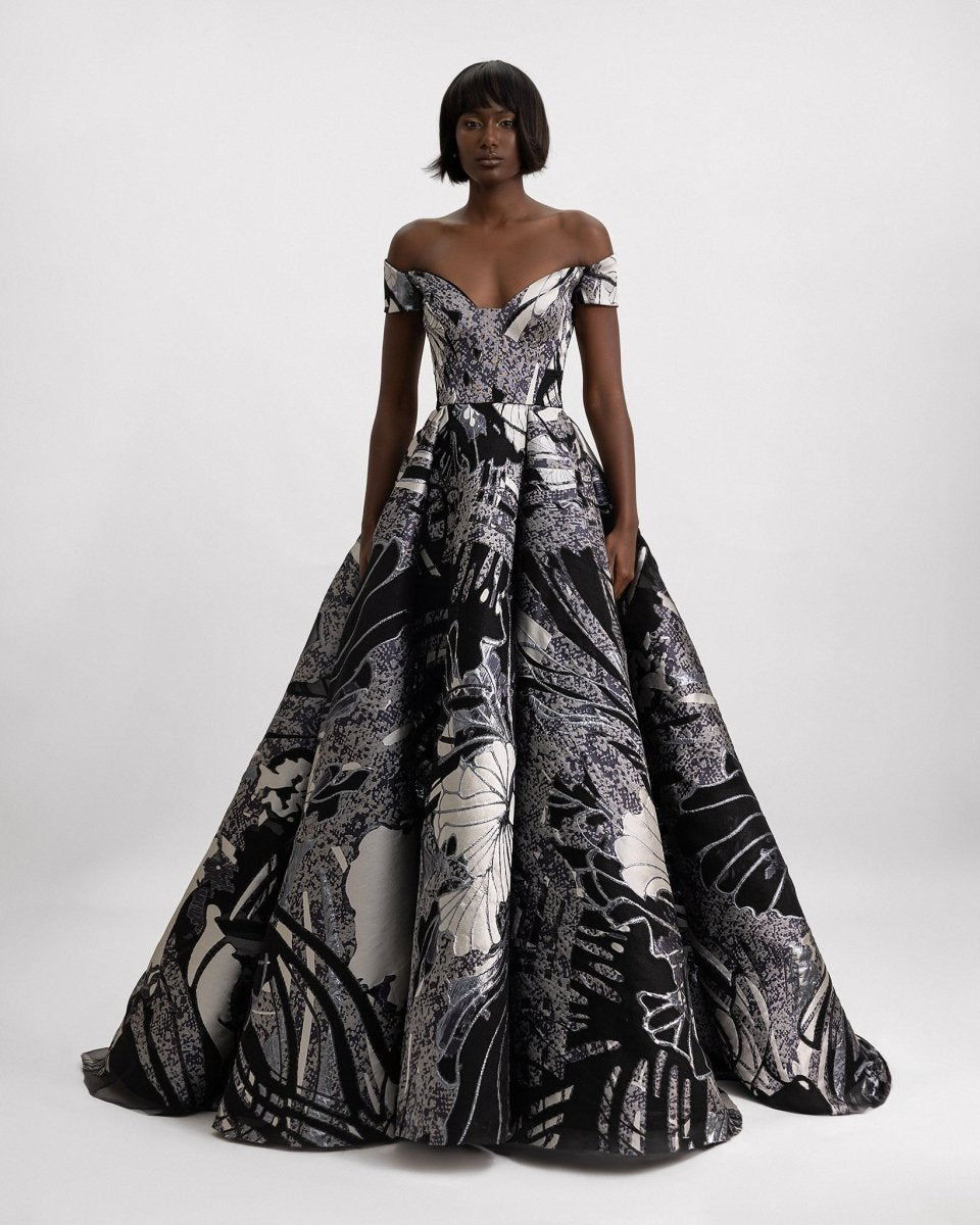 Wide Draped Skirt Gown - Gemy Maalouf