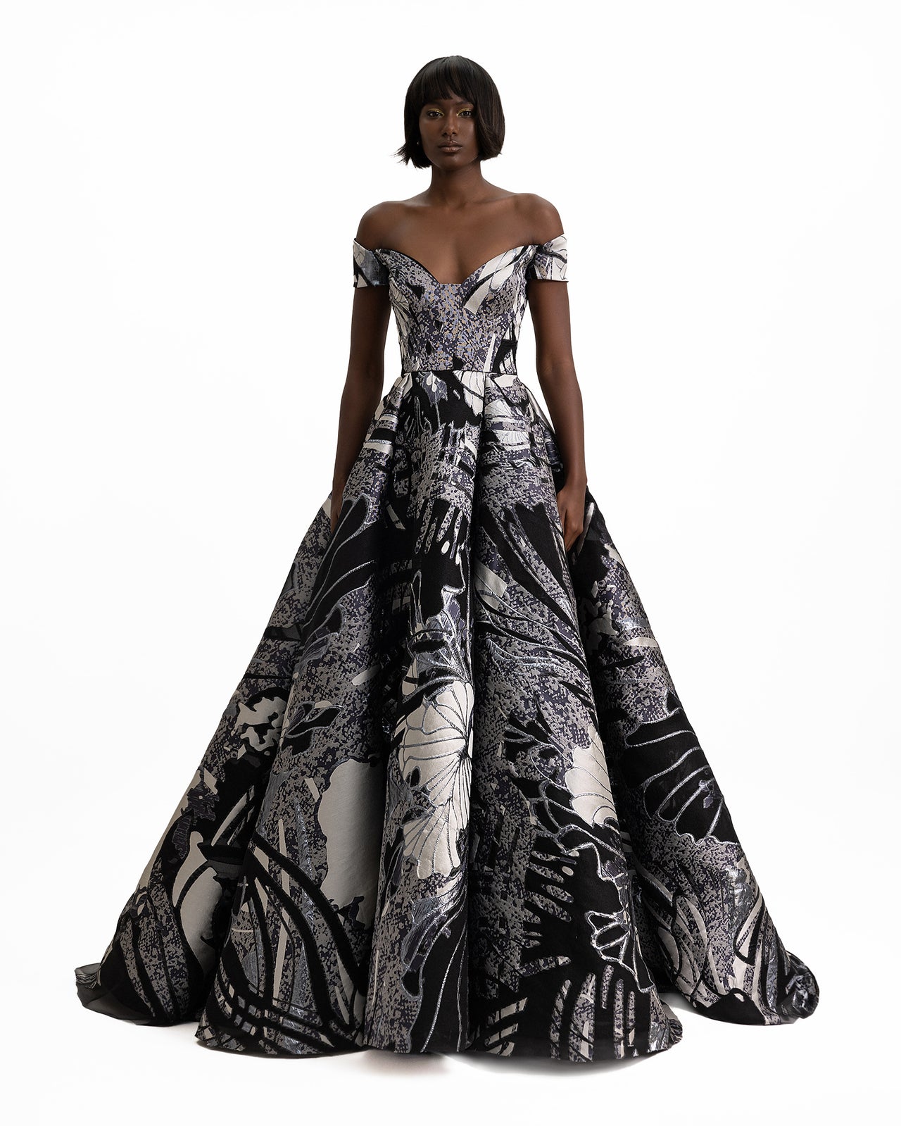 Wide Draped Skirt Gown