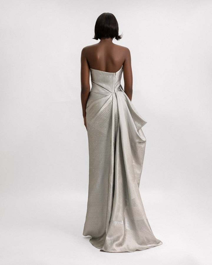 Asymmetrical Neckline Dress - Gemy Maalouf