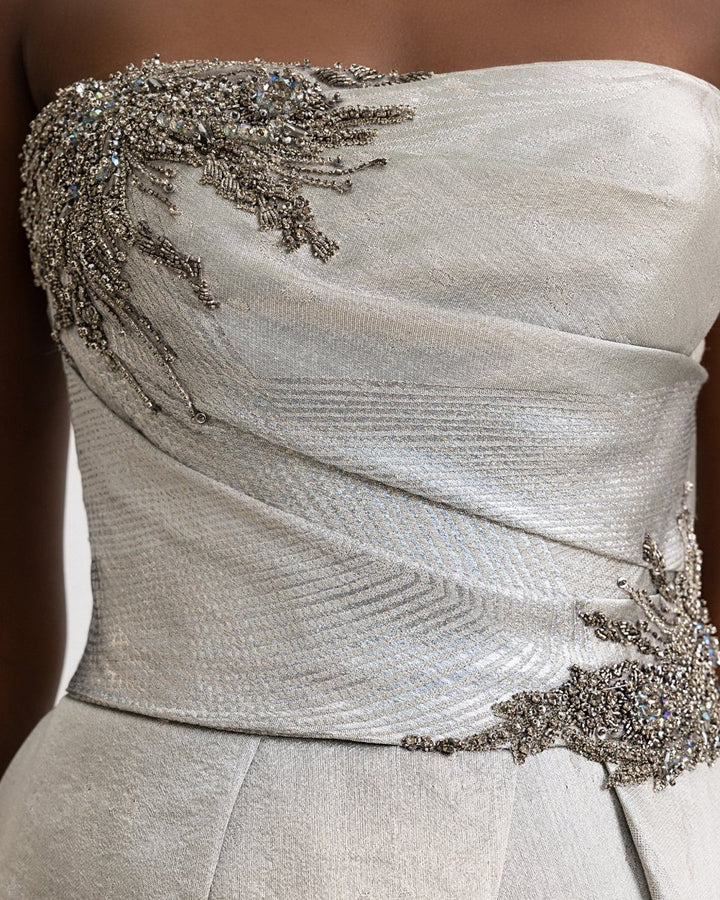 Strapless Beaded Corset Gown - Gemy Maalouf