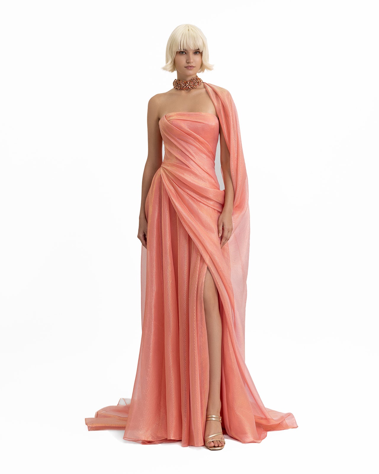 Gemy Maalouf - Gemy Maalouf | Evening Dresses | Off-Shoulders Beaded Collar Dress - Gemy Maalouf - Gemy Maalouf | Evening Dresses | Off-Shoulders Beaded Collar Dress -
