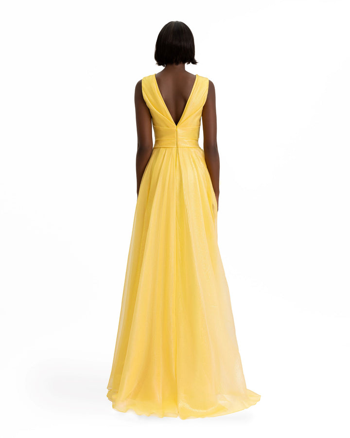 V-Neckline Draped Dress
