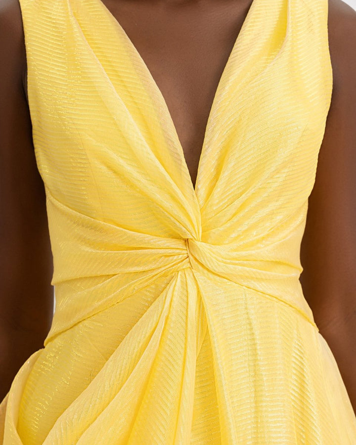 V - Neckline Draped Dress - Gemy Maalouf