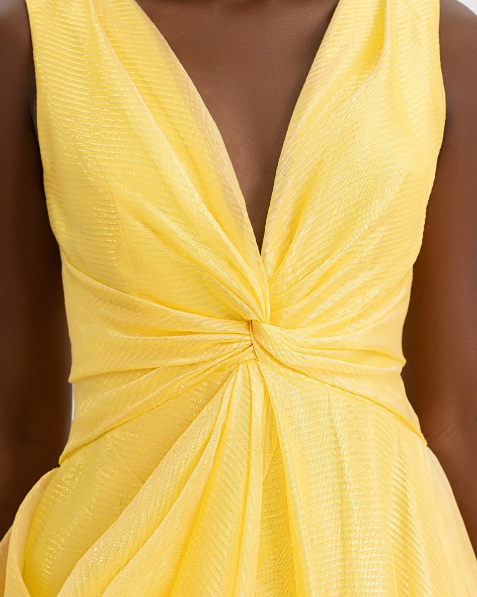 V - Neckline Draped Dress - Gemy Maalouf