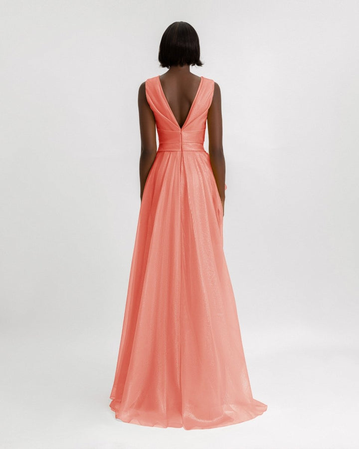 V - Neckline Draped Dress - Gemy Maalouf