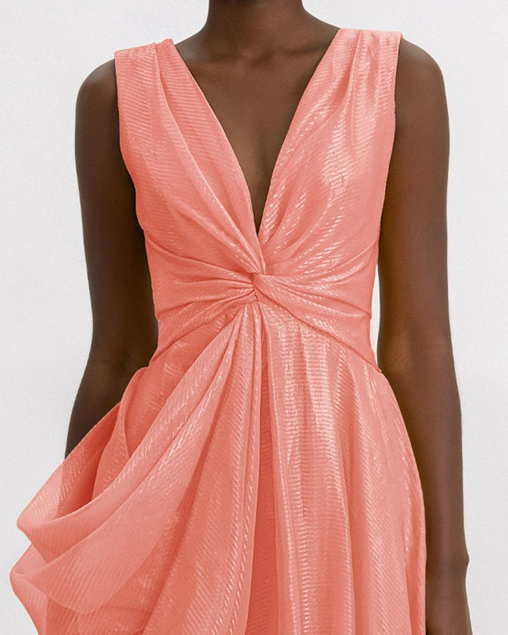 V - Neckline Draped Dress - Gemy Maalouf