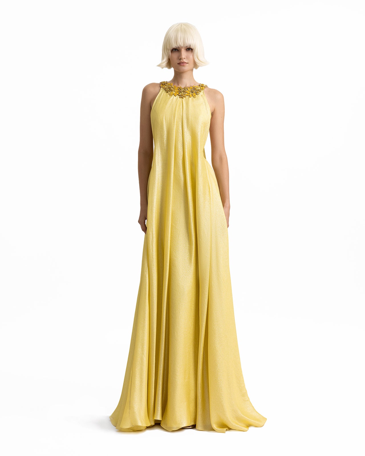 Gemy Maalouf | Evening Dresses | Beaded Strap Neckline Loose-Cut Dress Gemy Maalouf | Evening Dresses | Beaded Strap Neckline Loose-Cut Dress