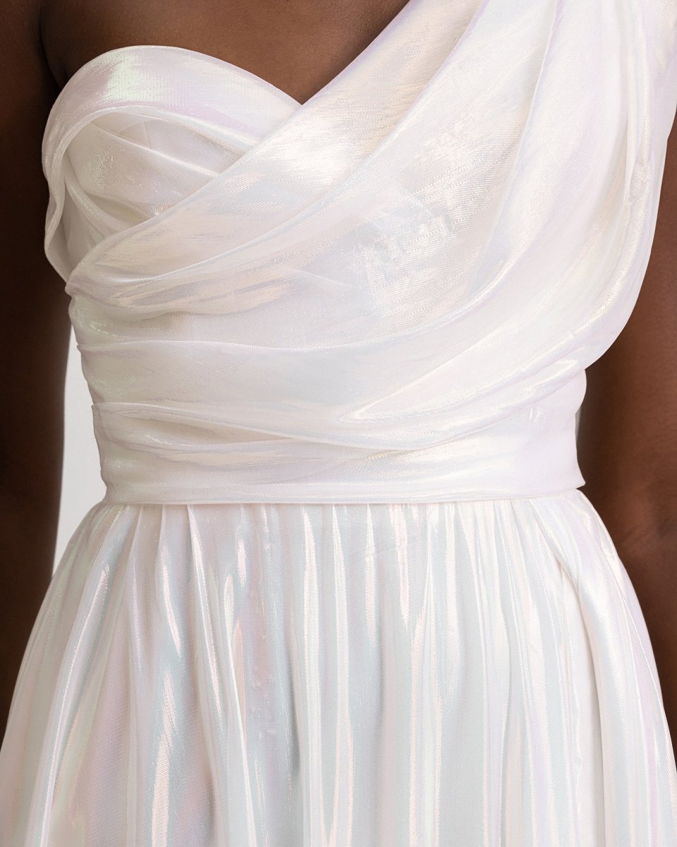 One - Shoulder Draped Chiffon Dress - Gemy Maalouf