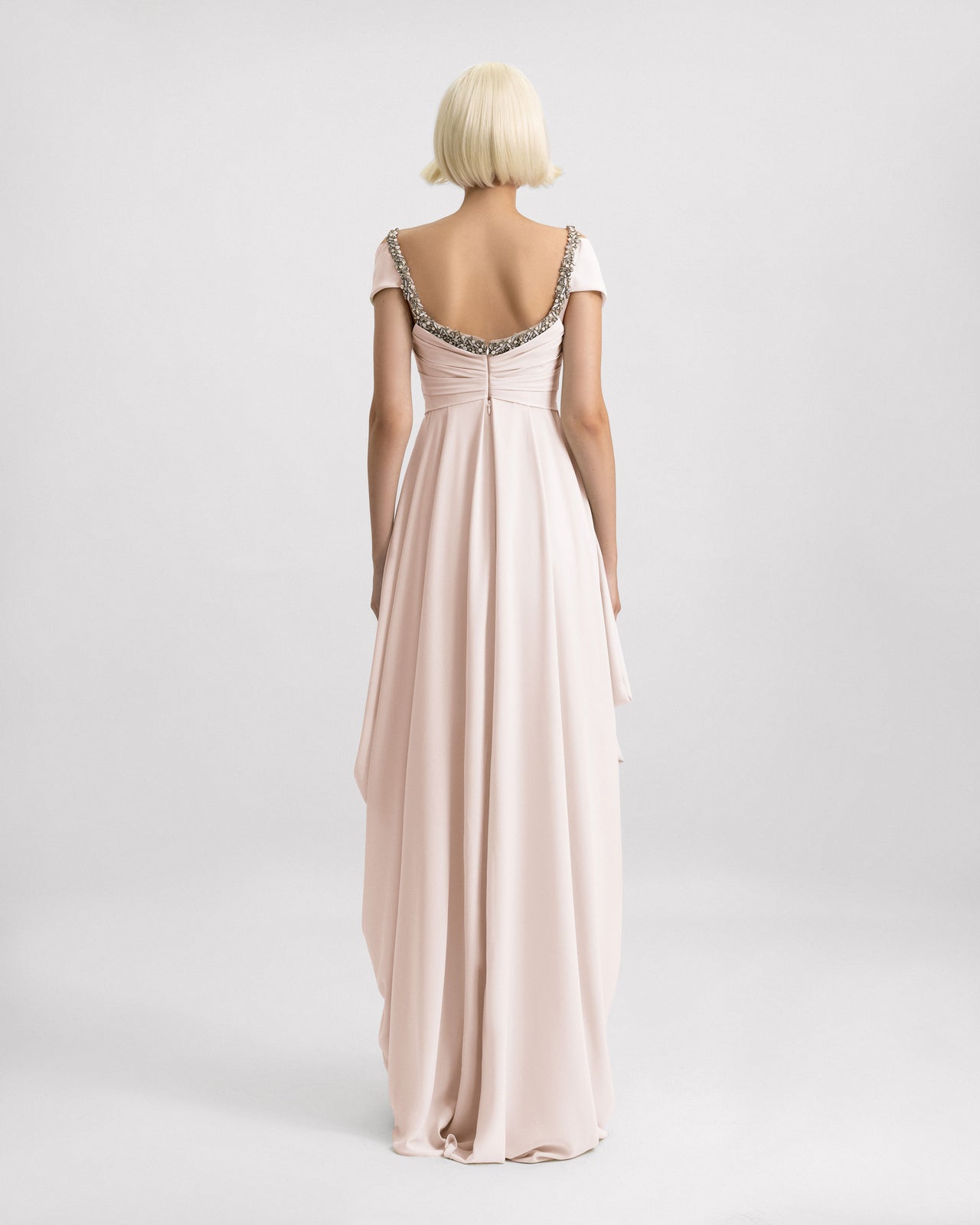Beaded Neckline Long Dress