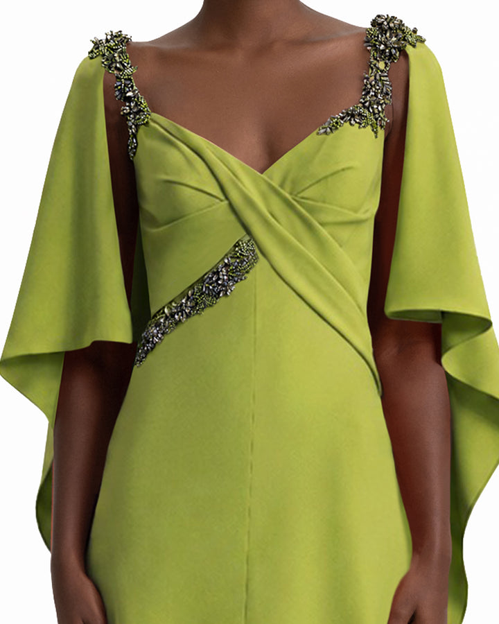 Slim-Cut Dress with Beaded Straps