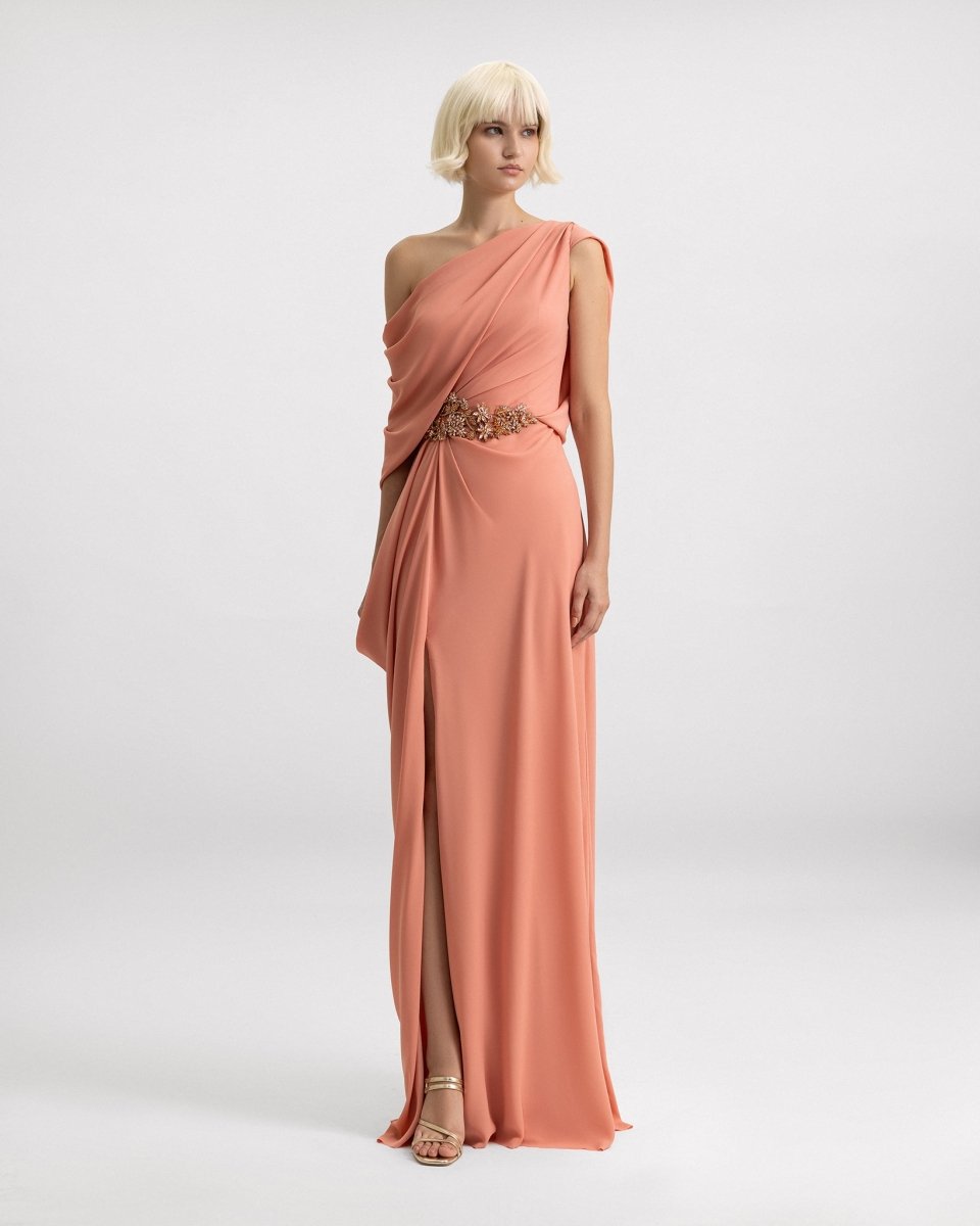 One - Shoulder Draped Dress - Gemy Maalouf