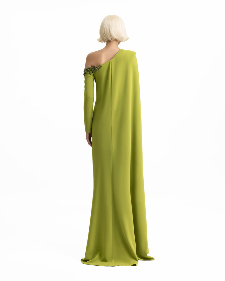 One-Shoulder Dress with Beaded Neckline
